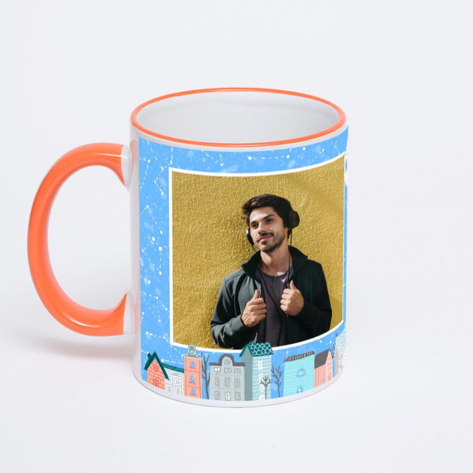 Кружка с оранжевой ручкой и ободком