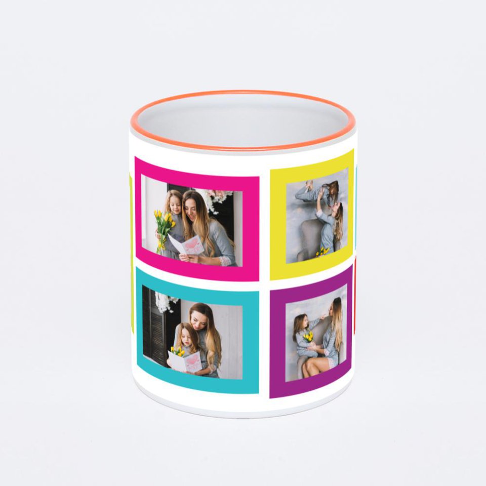 Кружка с оранжевой ручкой и ободком