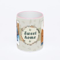 Кружка с розовой ручкой и ободком