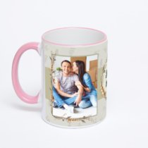 Кружка с розовой ручкой и ободком