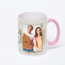 Кружка с розовой ручкой и ободком