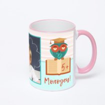 Кружка с розовой ручкой и ободком