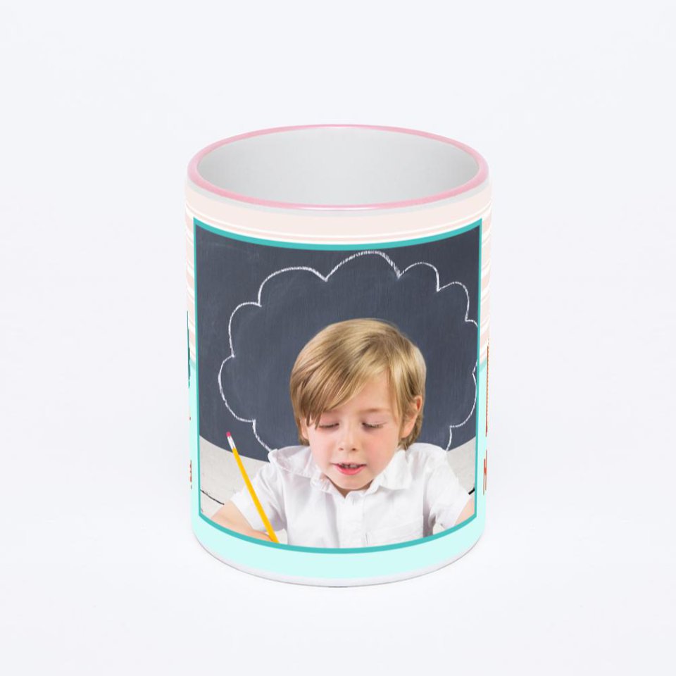 Кружка с розовой ручкой и ободком