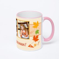 Кружка с розовой ручкой и ободком