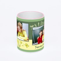 Кружка с розовой ручкой и ободком