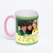 Кружка с розовой ручкой и ободком