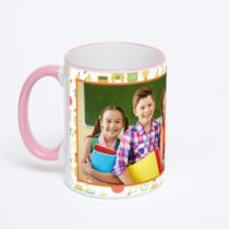 Кружка с розовой ручкой и ободком