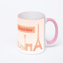 Кружка с розовой ручкой и ободком