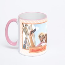 Кружка с розовой ручкой и ободком