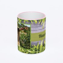 Кружка с розовой ручкой и ободком