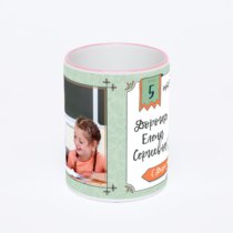 Кружка с розовой ручкой и ободком