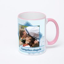 Кружка с розовой ручкой и ободком