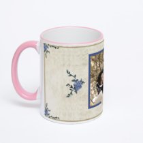 Кружка с розовой ручкой и ободком