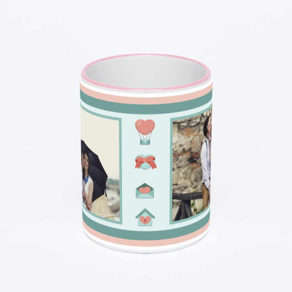 Кружка с розовой ручкой и ободком