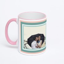 Кружка с розовой ручкой и ободком