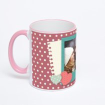 Кружка с розовой ручкой и ободком
