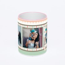 Кружка с розовой ручкой и ободком