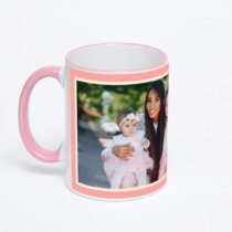 Кружка с розовой ручкой и ободком