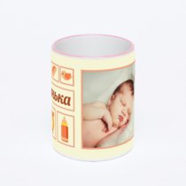 Кружка с розовой ручкой и ободком