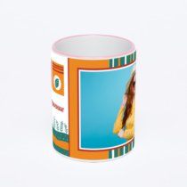 Кружка с розовой ручкой и ободком