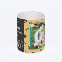 Кружка с розовой ручкой и ободком