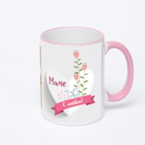 Кружка с розовой ручкой и ободком