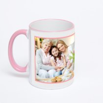 Кружка с розовой ручкой и ободком