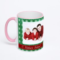 Кружка с розовой ручкой и ободком