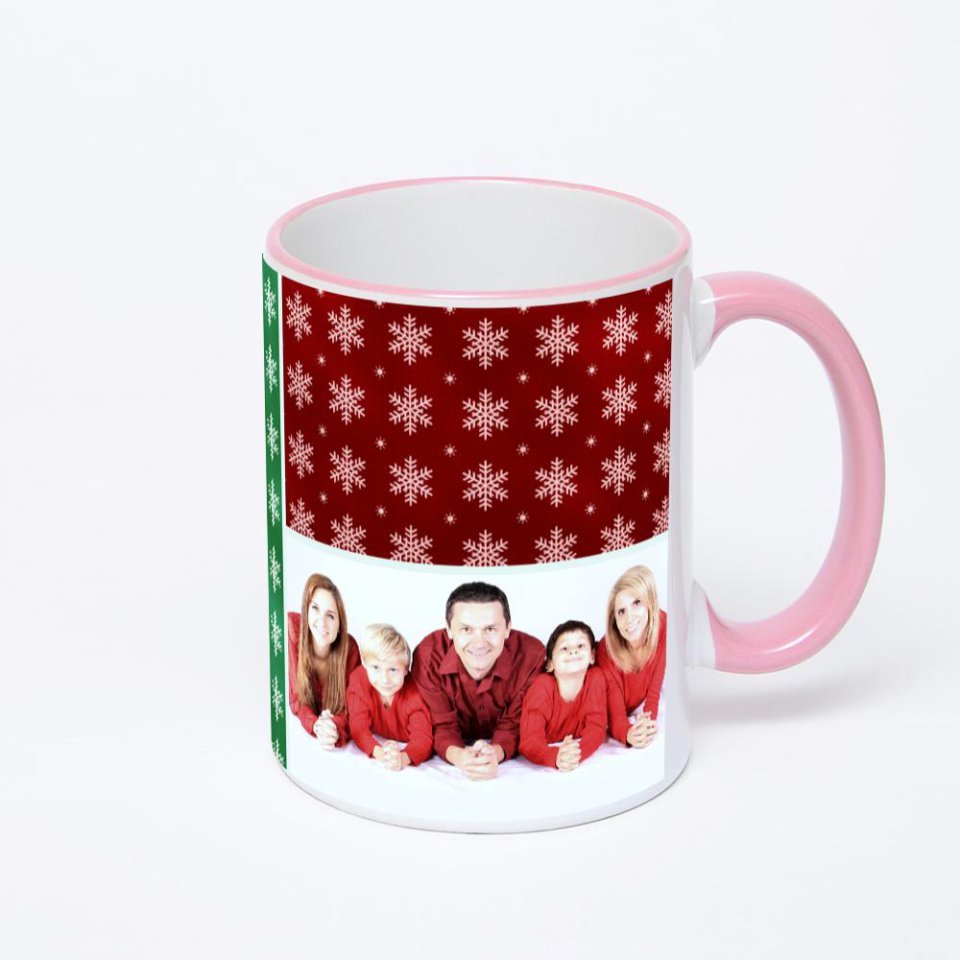 Кружка с розовой ручкой и ободком