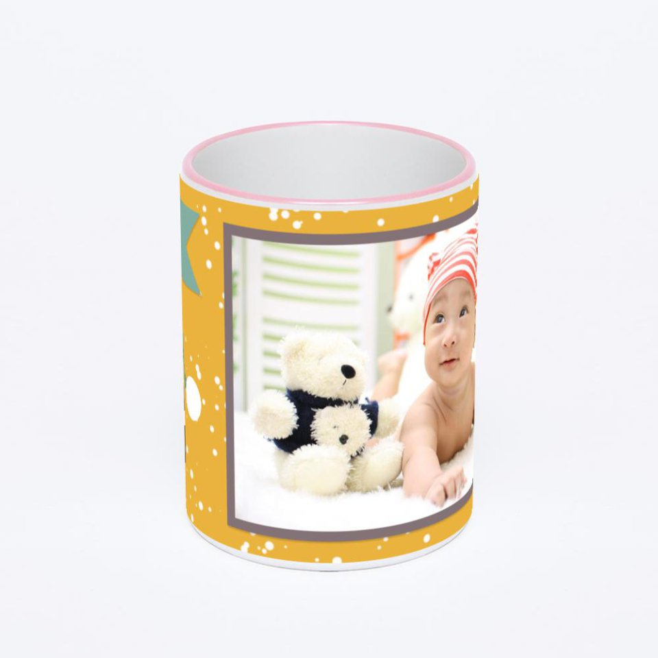 Кружка с розовой ручкой и ободком