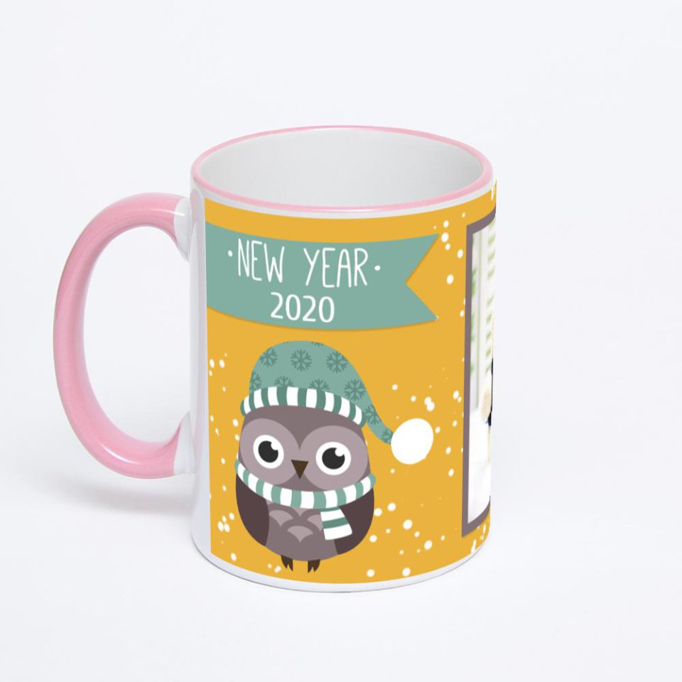 Кружка с розовой ручкой и ободком