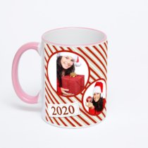 Кружка с розовой ручкой и ободком