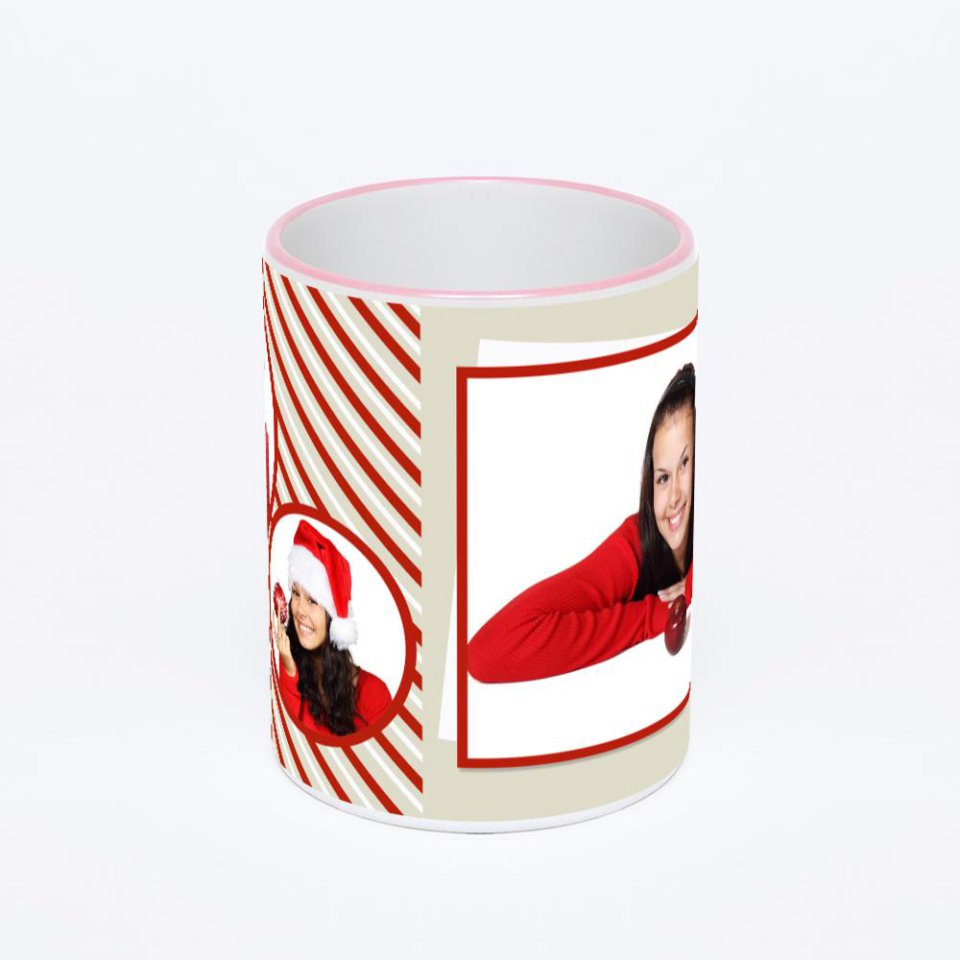 Кружка с розовой ручкой и ободком