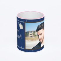 Кружка с розовой ручкой и ободком