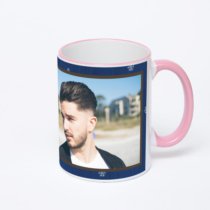 Кружка с розовой ручкой и ободком