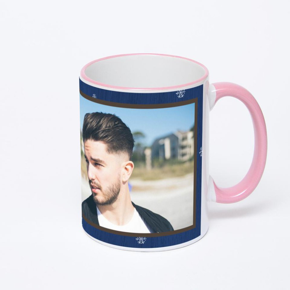 Кружка с розовой ручкой и ободком