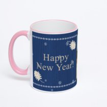 Кружка с розовой ручкой и ободком