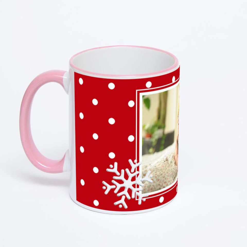 Кружка с розовой ручкой и ободком