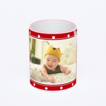 Кружка с розовой ручкой и ободком