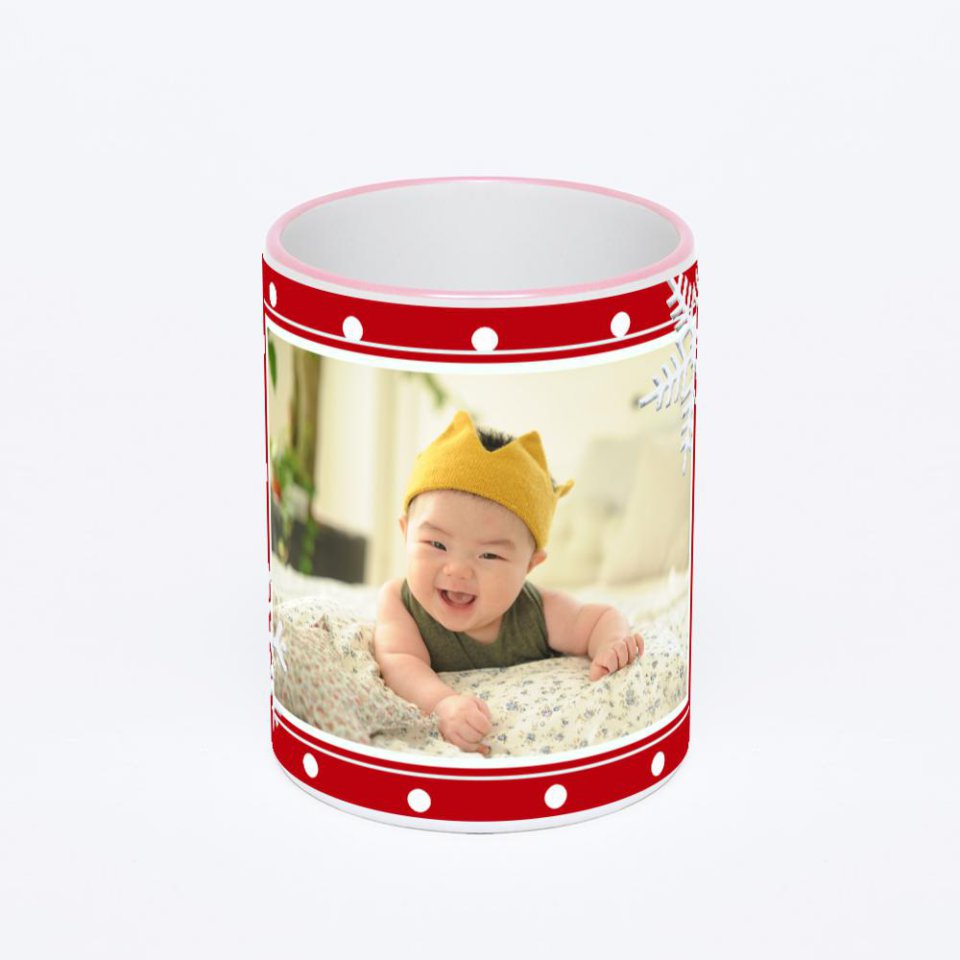 Кружка с розовой ручкой и ободком