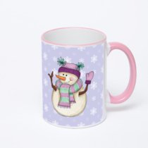 Кружка с розовой ручкой и ободком