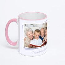 Кружка с розовой ручкой и ободком