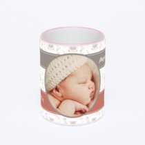 Кружка с розовой ручкой и ободком