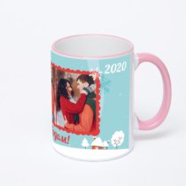 Кружка с розовой ручкой и ободком