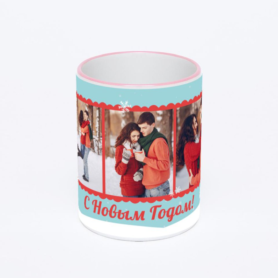 Кружка с розовой ручкой и ободком