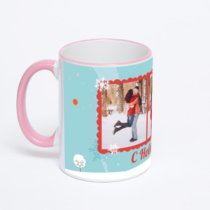 Кружка с розовой ручкой и ободком