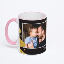 Кружка с розовой ручкой и ободком