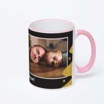 Кружка с розовой ручкой и ободком