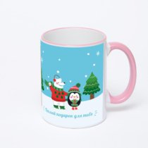 Кружка с розовой ручкой и ободком