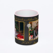 Кружка с розовой ручкой и ободком